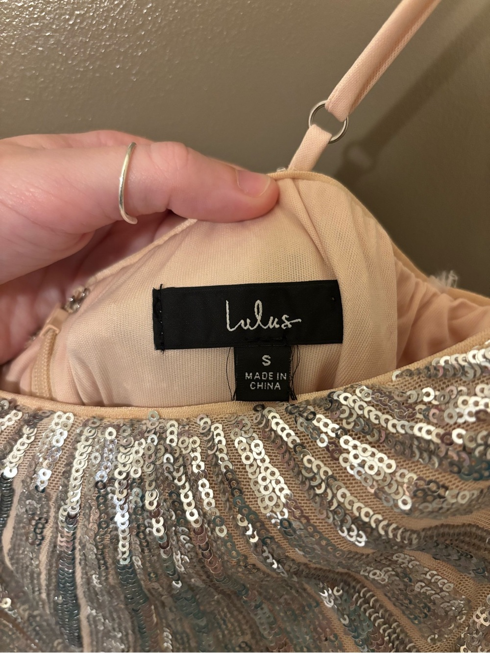 Lulu's Silver Sequined Spaghetti Strap Mini Dress - Picture 4 of 4